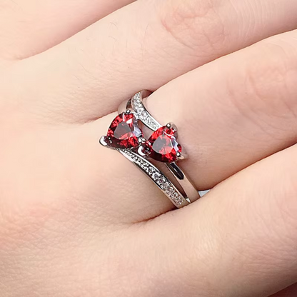 Double Heart-Shaped Cubic Zircon Ring Maya Henry Jewelry