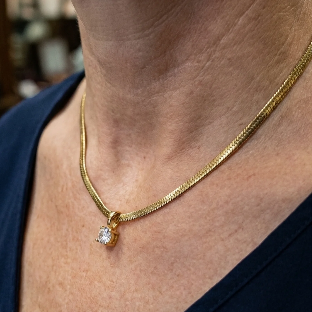 Elegant Rhinestone Pendant Necklace | Gold Maya Henry Jewelry