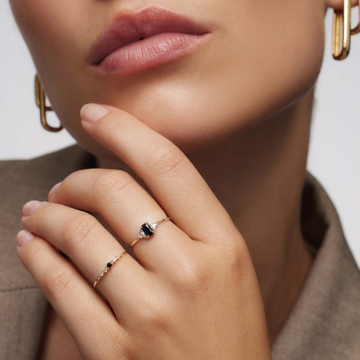 Black Spinel Baguette Ring | Gold Maya Henry Jewelry