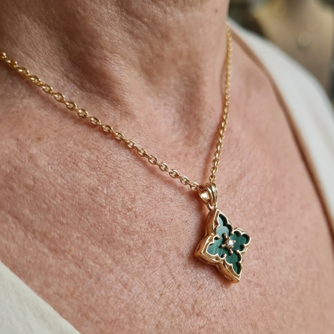 Brown Clover Pendant Necklace | Gold Maya Henry Jewelry