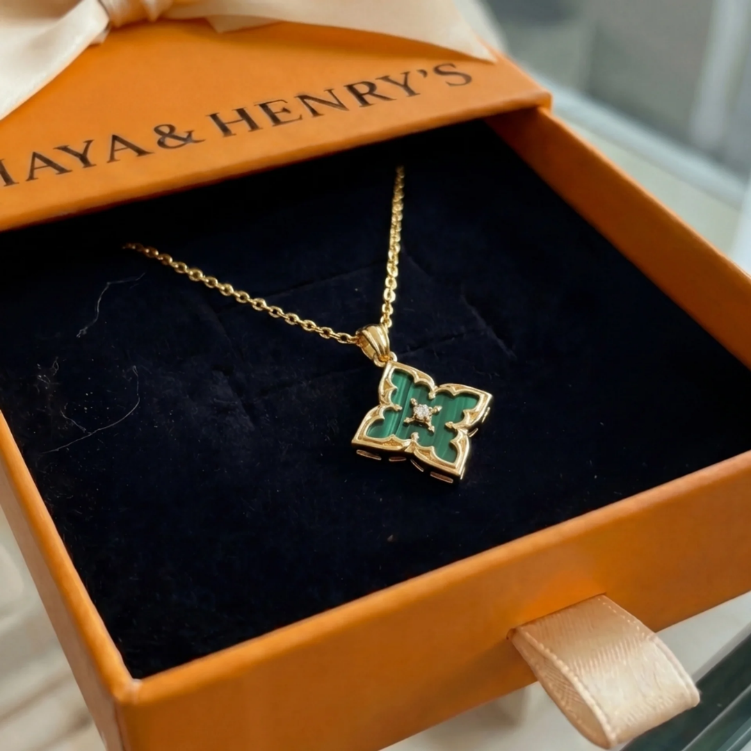 White Clover Pendant Necklace | Gold Maya Henry Jewelry