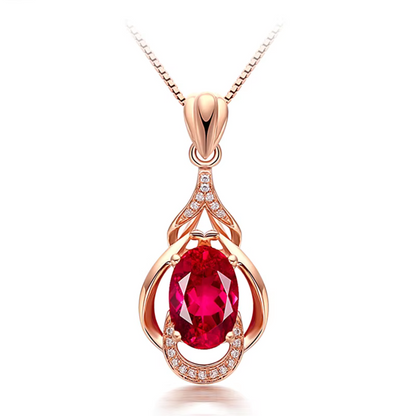 Exquisite Red Crystal Gold Necklace Maya Henry Jewelry