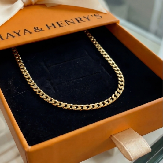 Flat Link Curb Chain Necklace | Gold Maya Henry Jewelry