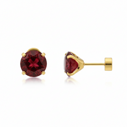 Ruby Round Stud Earrings | Gold Maya Henry Jewelry