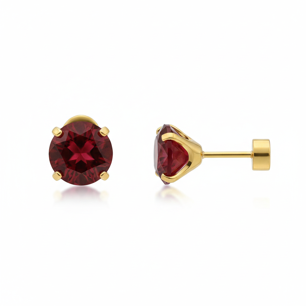 Ruby Round Stud Earrings | Gold Maya Henry Jewelry