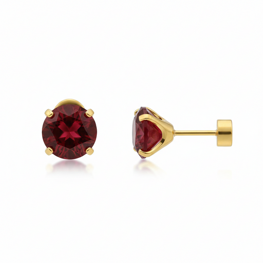 Ruby Round Stud Earrings | Gold Maya Henry Jewelry
