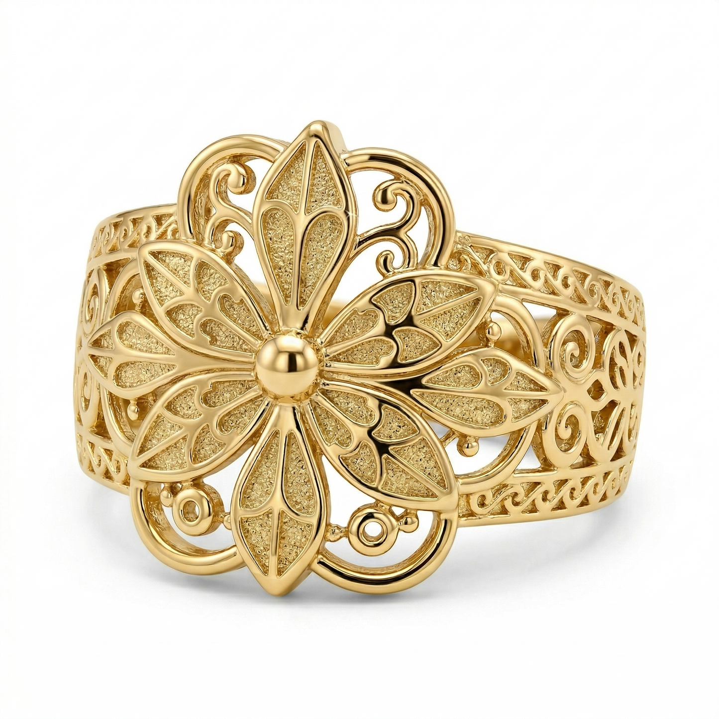 Vintage Inspired Flower Ring | Gold Maya Henry Jewelry