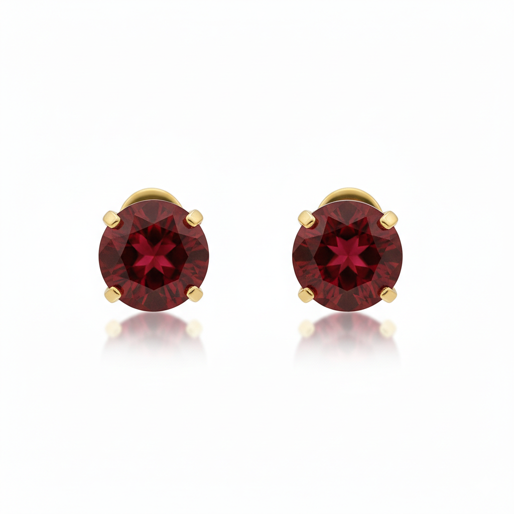 Ruby Round Stud Earrings | Gold Maya Henry Jewelry