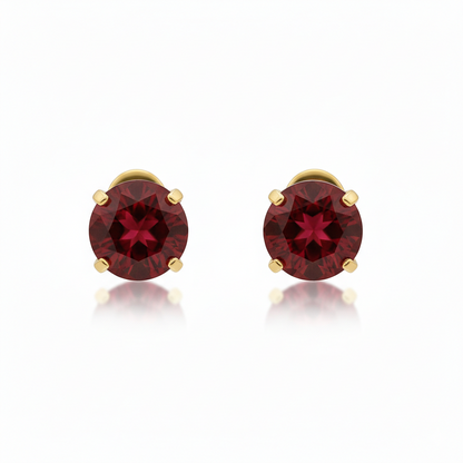 Ruby Round Stud Earrings | Gold Maya Henry Jewelry