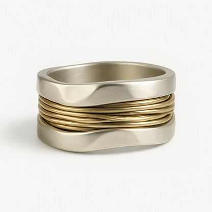 Silver-Golden Threads Ring Maya Henry Jewelry