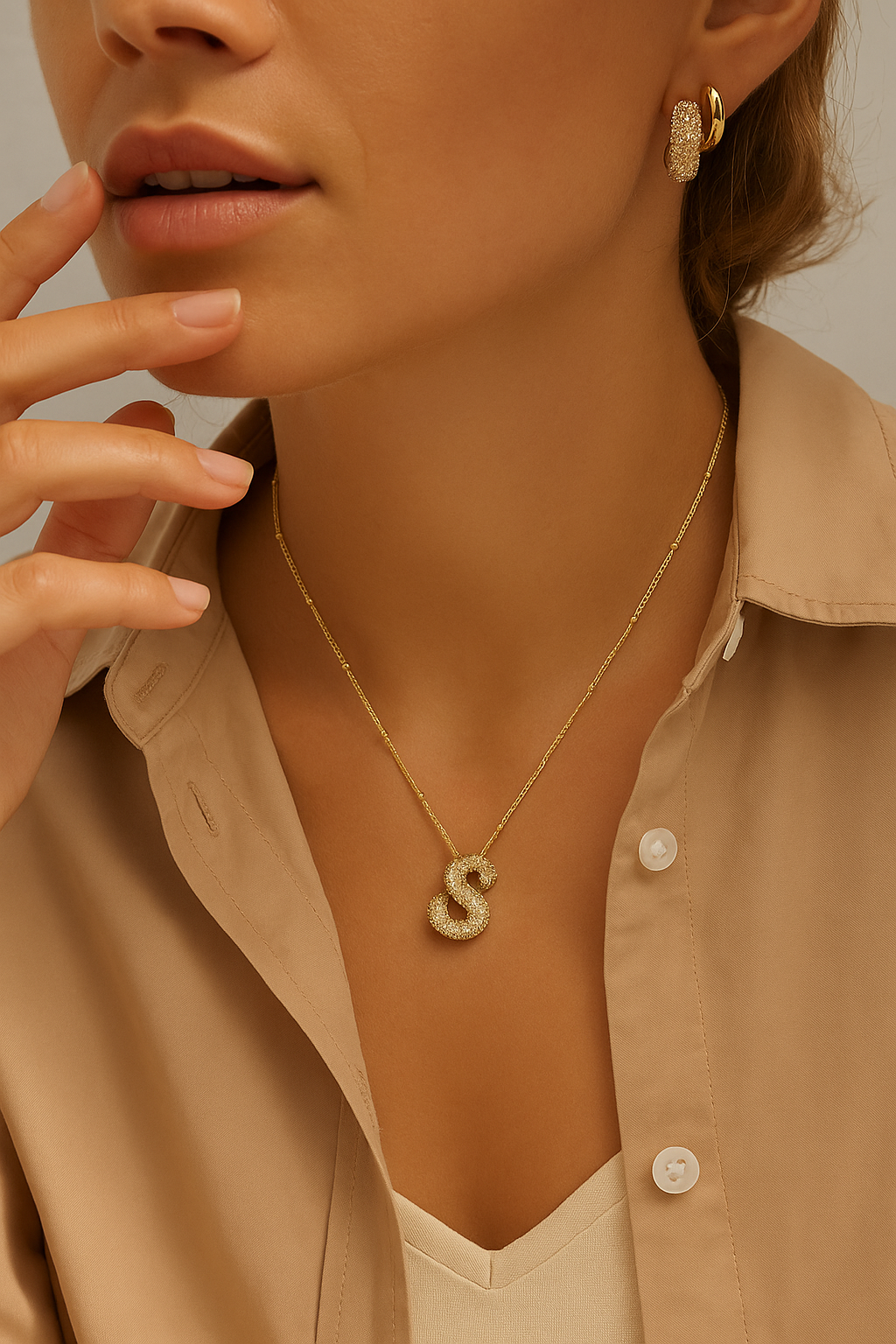 Bubble Letter Initial Necklace| Gold Maya Henry Jewelry