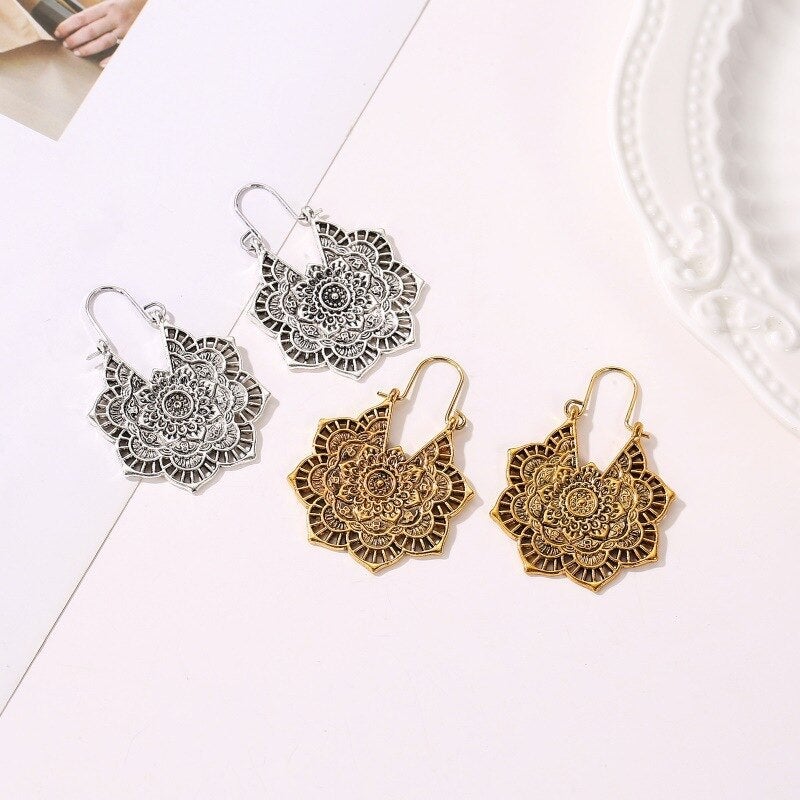 Lotus Mandala Earrings Maya Henry Jewelry