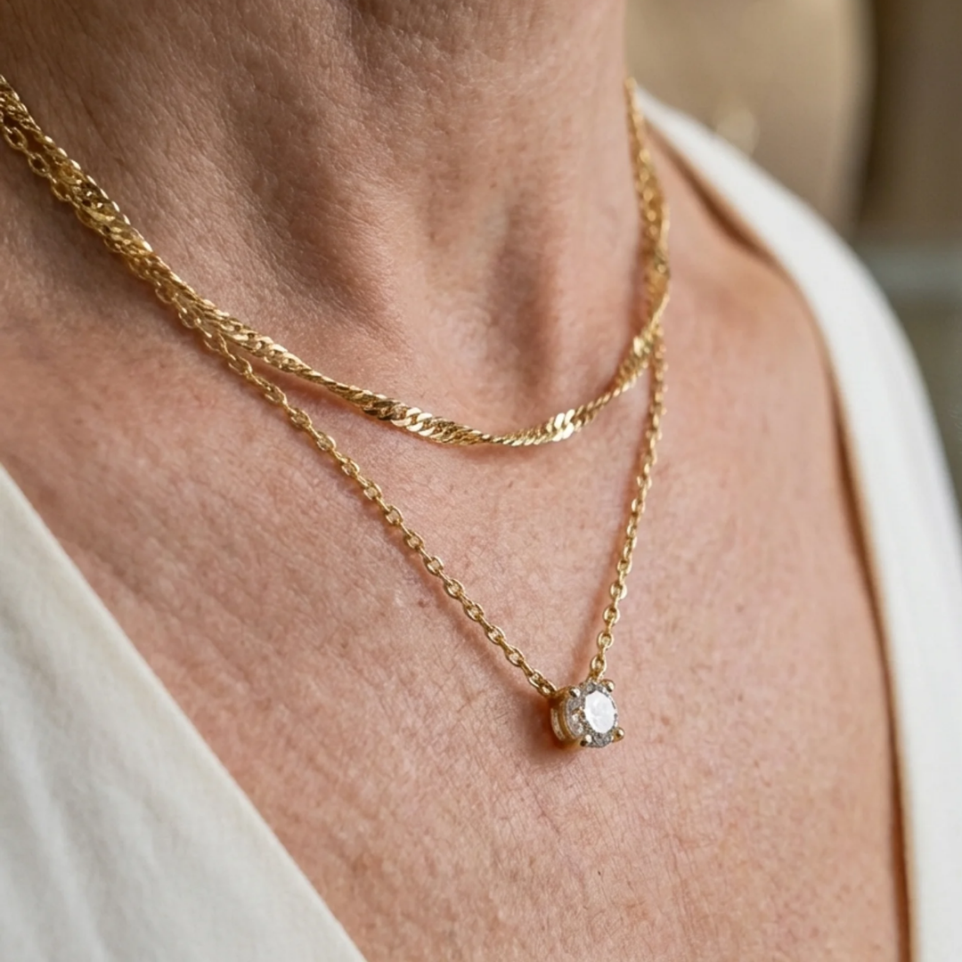 Halo Layered Necklace | Gold Maya Henry Jewelry