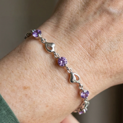 Heart Charm Amethyst Bracelet | White Gold Maya Henry Jewelry