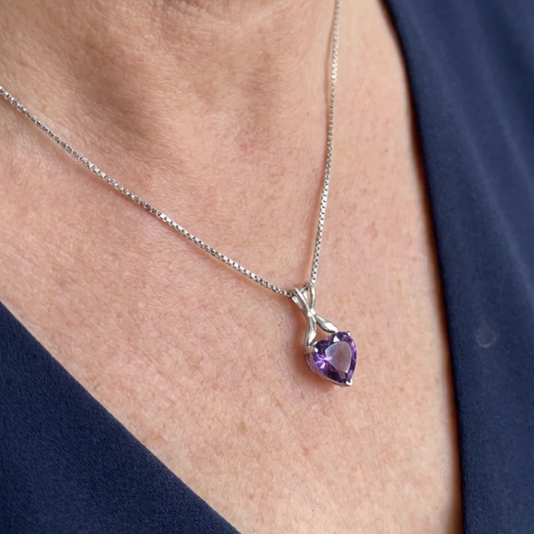 Heart of Violet Necklace | White Gold Maya Henry Jewelry