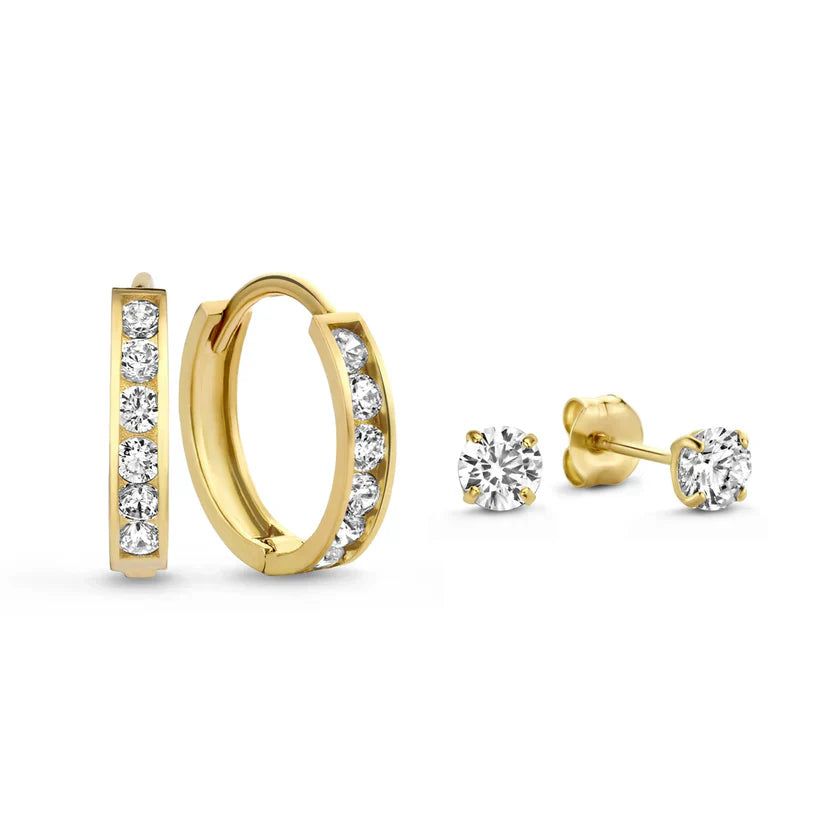 Dara Brillane Stone Earrings Set | Gold Maya Henry Jewelry