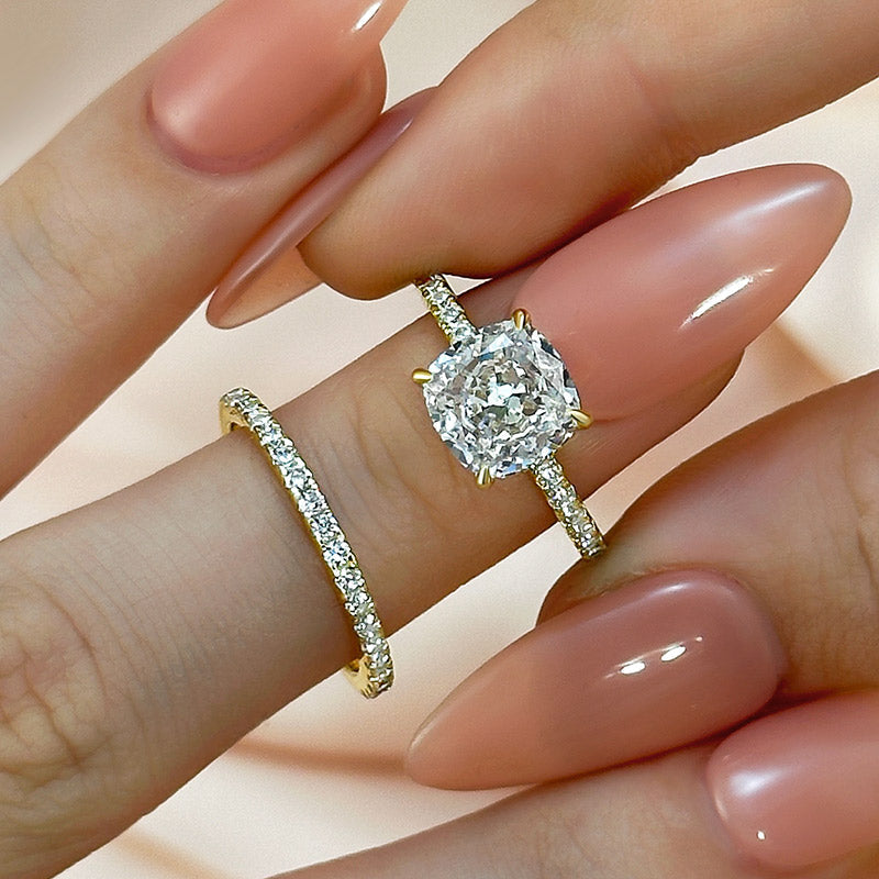 Bridal Cushion 2PC Ring Set | Gold Maya Henry Jewelry