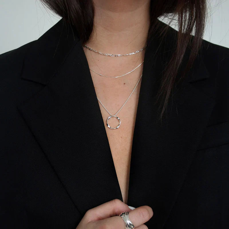Open Circle Three Row Necklace | White Gold Maya Henry Jewelry
