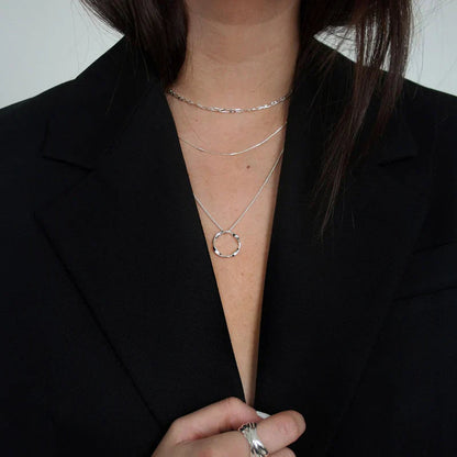 Open Circle Three Row Necklace | White Gold Maya Henry Jewelry