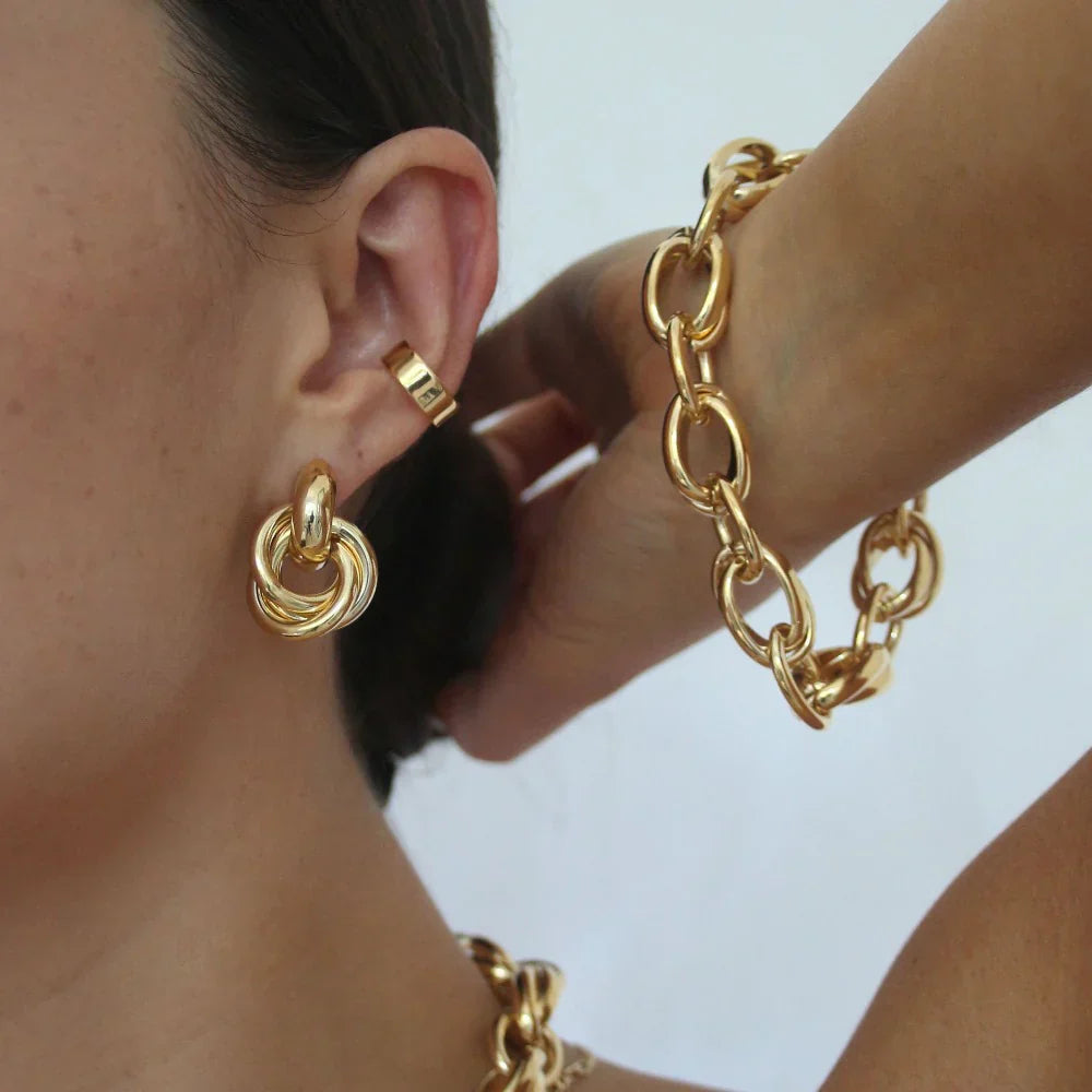 Statement Interlocking Earrings | Gold Maya Henry Jewelry