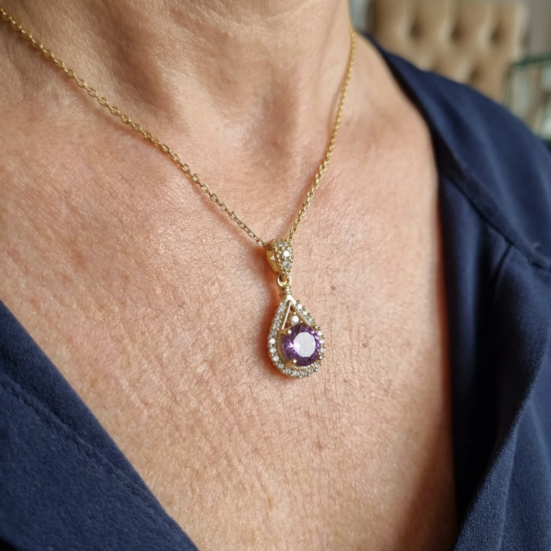 Lavena Halo Pendant Necklace | Gold Maya Henry Jewelry