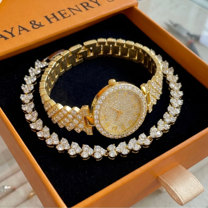 Luxe Radiance Gold Watch & Bracelet Set | Gold Maya Henry Jewelry