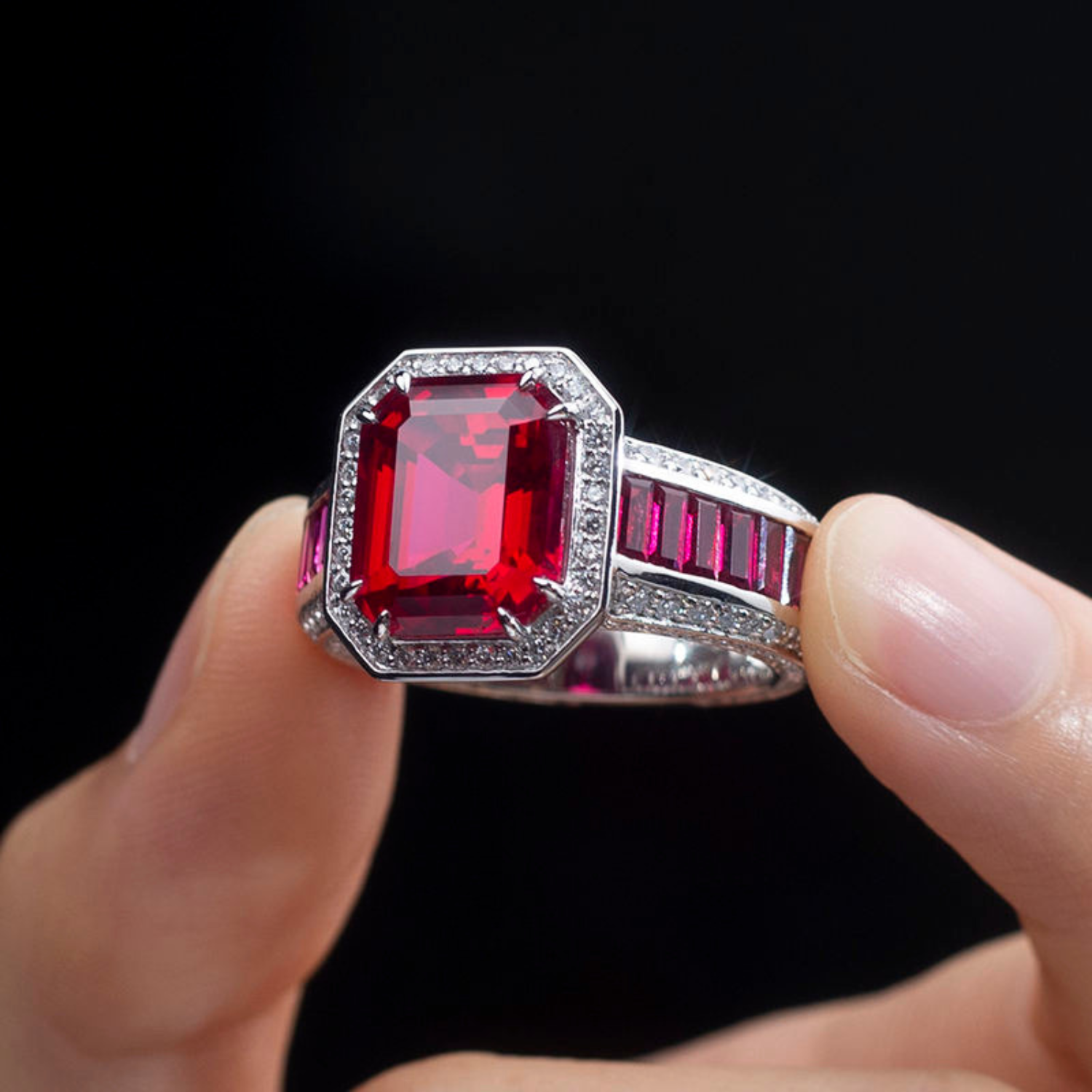 Luxury Lab-Grown Ruby Cut Ring Maya Henry Jewelry