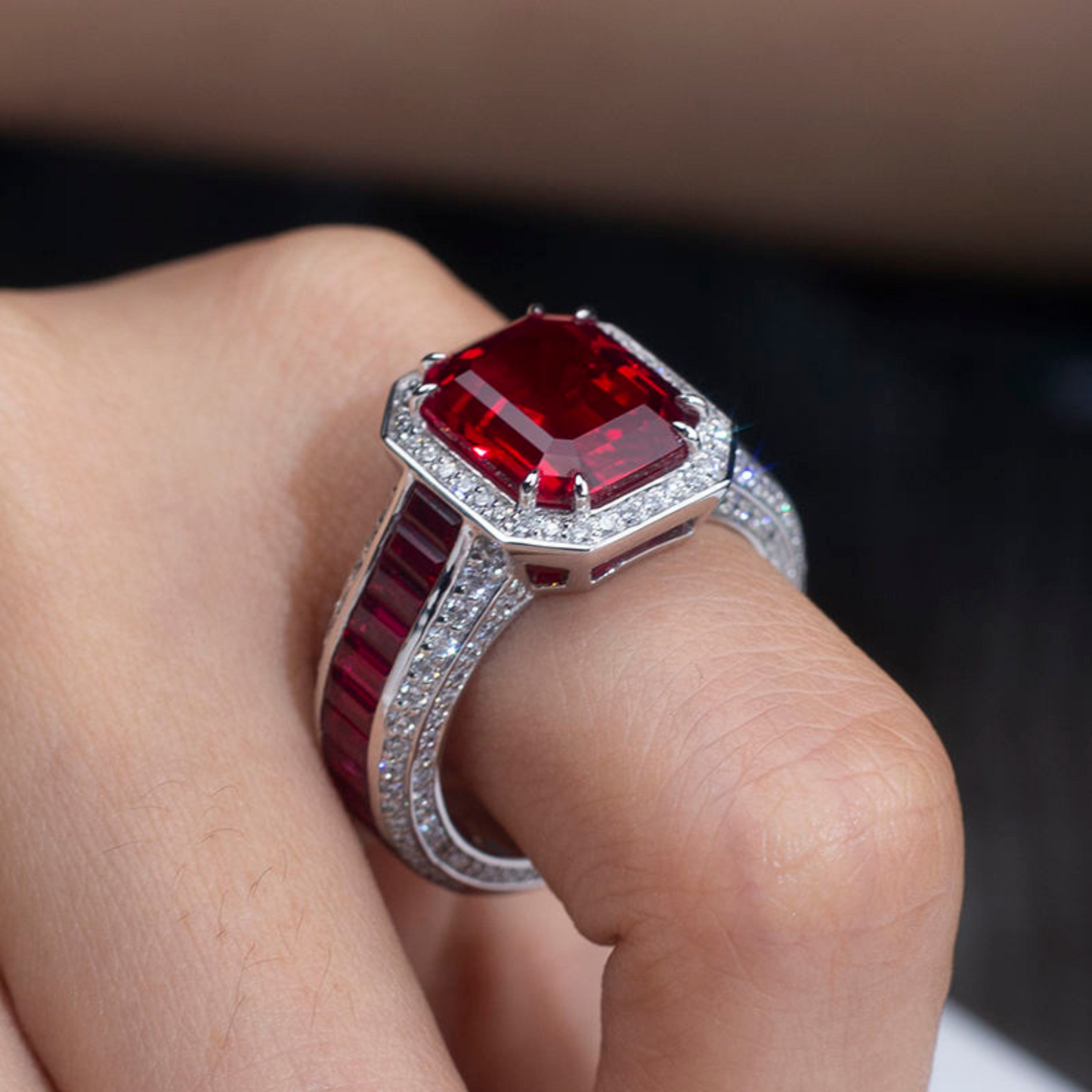Luxury Lab-Grown Ruby Cut Ring Maya Henry Jewelry