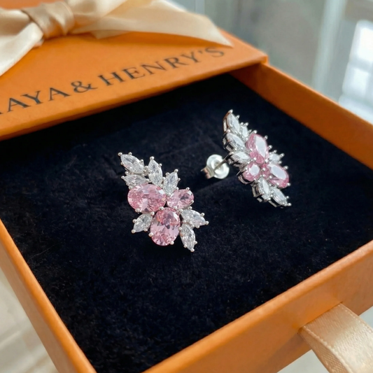 Lyra Blushbloom Earrings | White Gold Maya Henry Jewelry