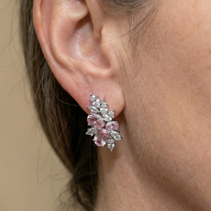 Lyra Blushbloom Earrings | White Gold Maya Henry Jewelry