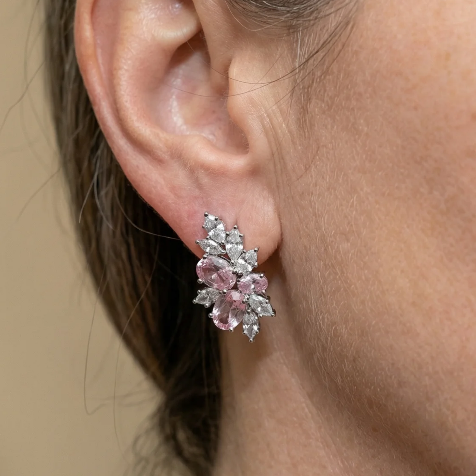 Lyra Blushbloom Earrings | White Gold Maya Henry Jewelry