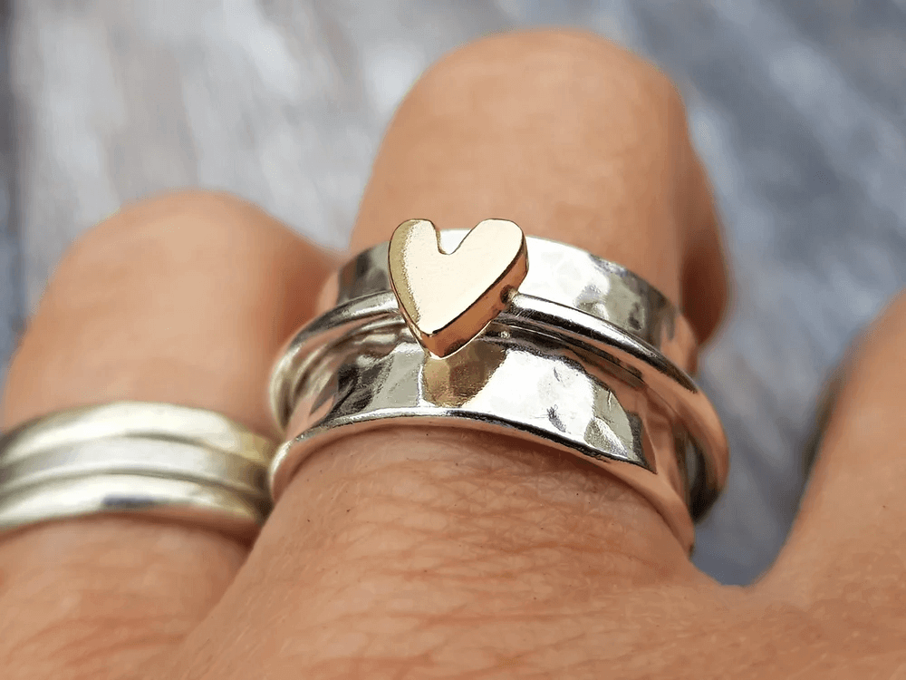 Golden Heart Silver Ring Maya Henry Jewelry