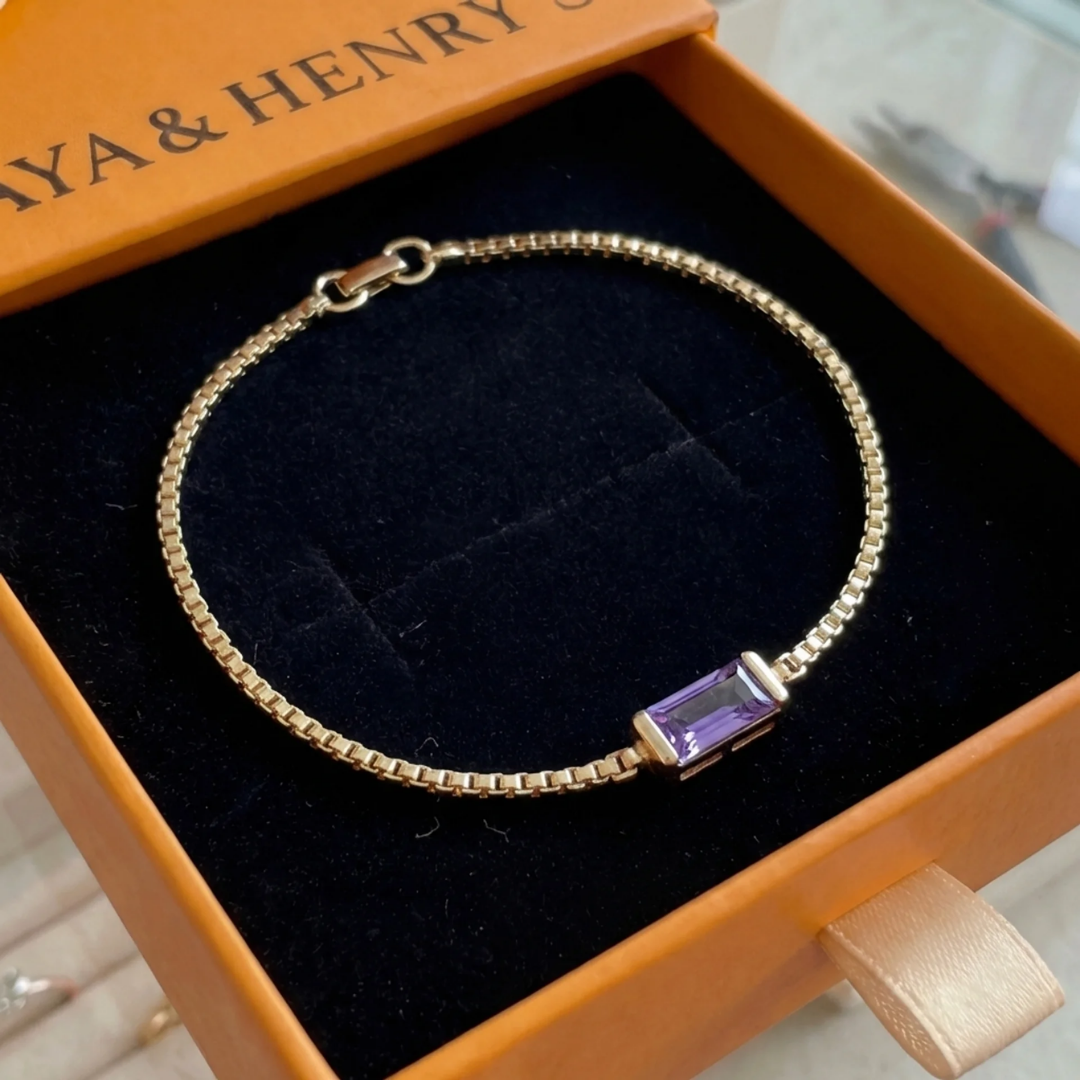 Minimalist Amethyst Bracelet | Gold Maya Henry Jewelry