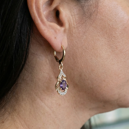 Moonlit Amethyst Teardrop Earrings | Rose Gold Maya Henry Jewelry