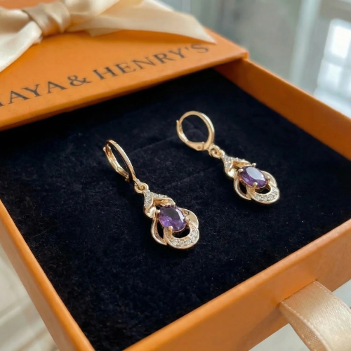 Moonlit Amethyst Teardrop Earrings | Rose Gold Maya Henry Jewelry