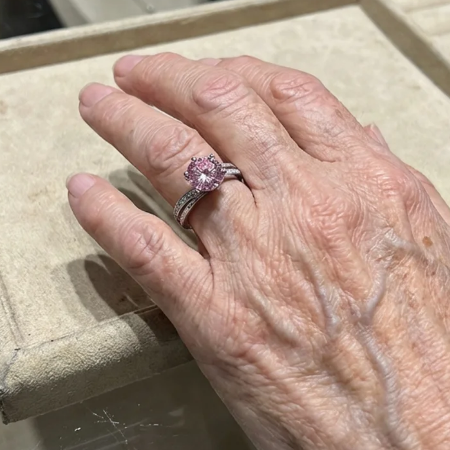 Moonlit Pink Contour Ring | White Gold Maya Henry Jewelry