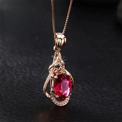 Exquisite Red Crystal Gold Necklace | Gold Maya Henry Jewelry