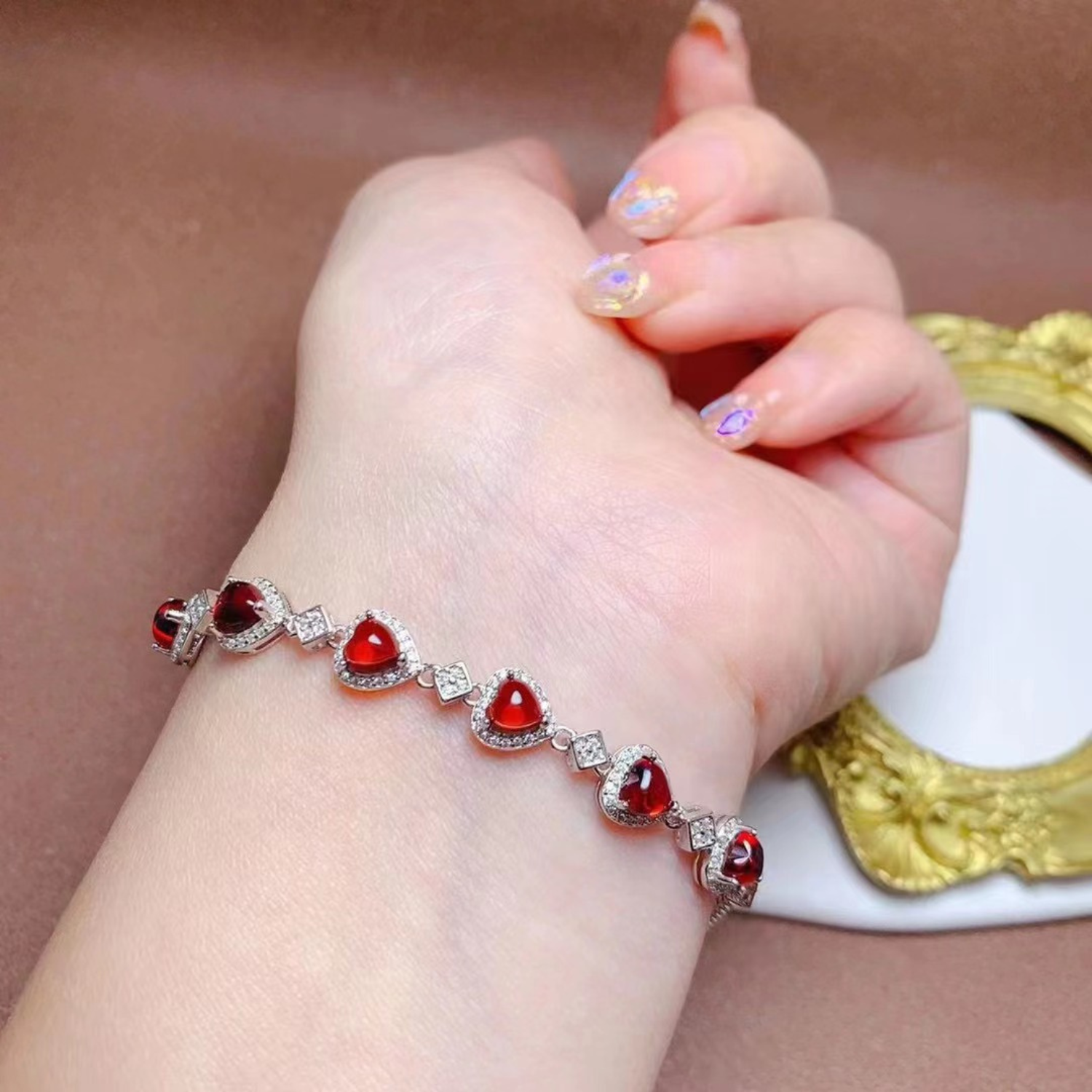 Natural Garnet Friendship Charm Bracelet Maya Henry Jewelry
