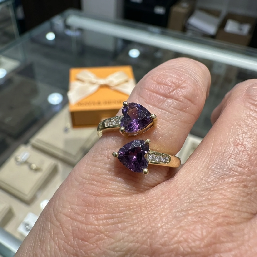 Noctira Violet Heartwrap Ring | Gold Maya Henry Jewelry
