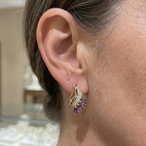 Nyvella Violet Feather Earrings | Rose Gold Maya Henry Jewelry