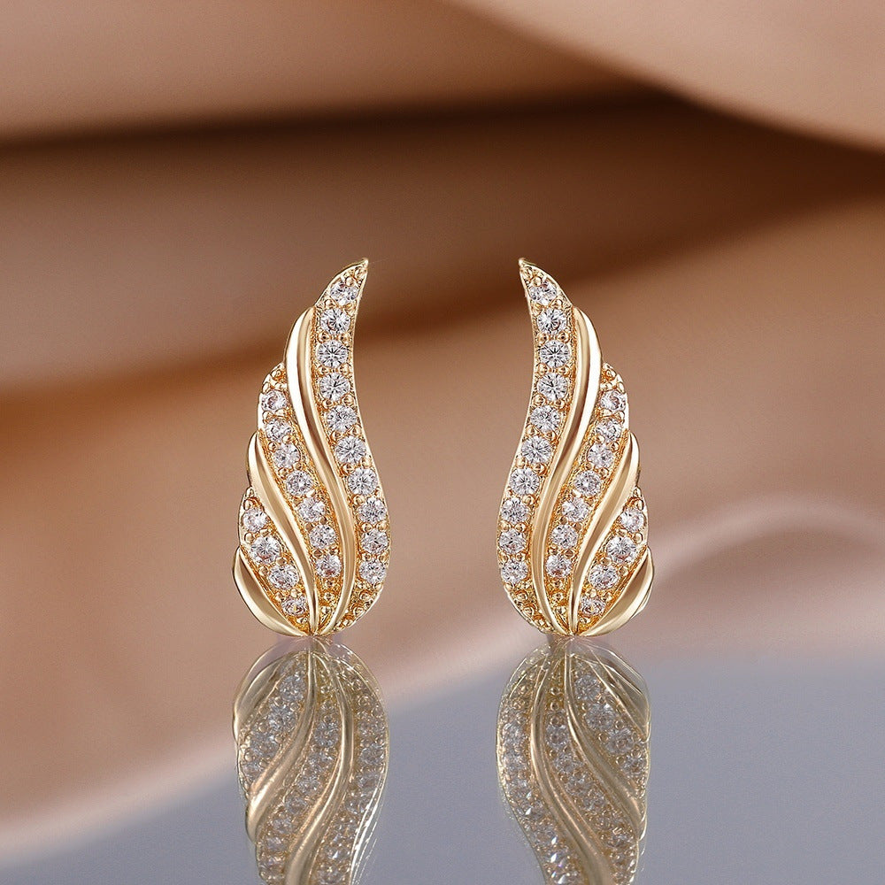 Modern Leaf Pave Earrings | Gold Maya Henry Jewelry