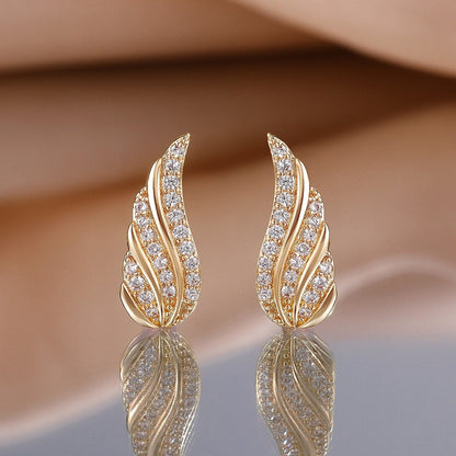 Modern Leaf Pave Earrings | Gold Maya Henry Jewelry