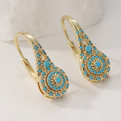 Valenne Turquoise Cluster Earrings | Gold Maya Henry Jewelry
