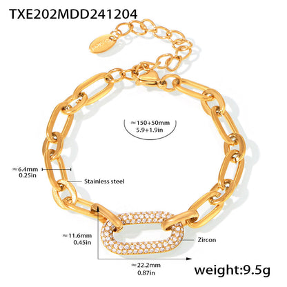 Paved Chunky Chain Link Jewelry Set | Gold Maya Henry Jewelry