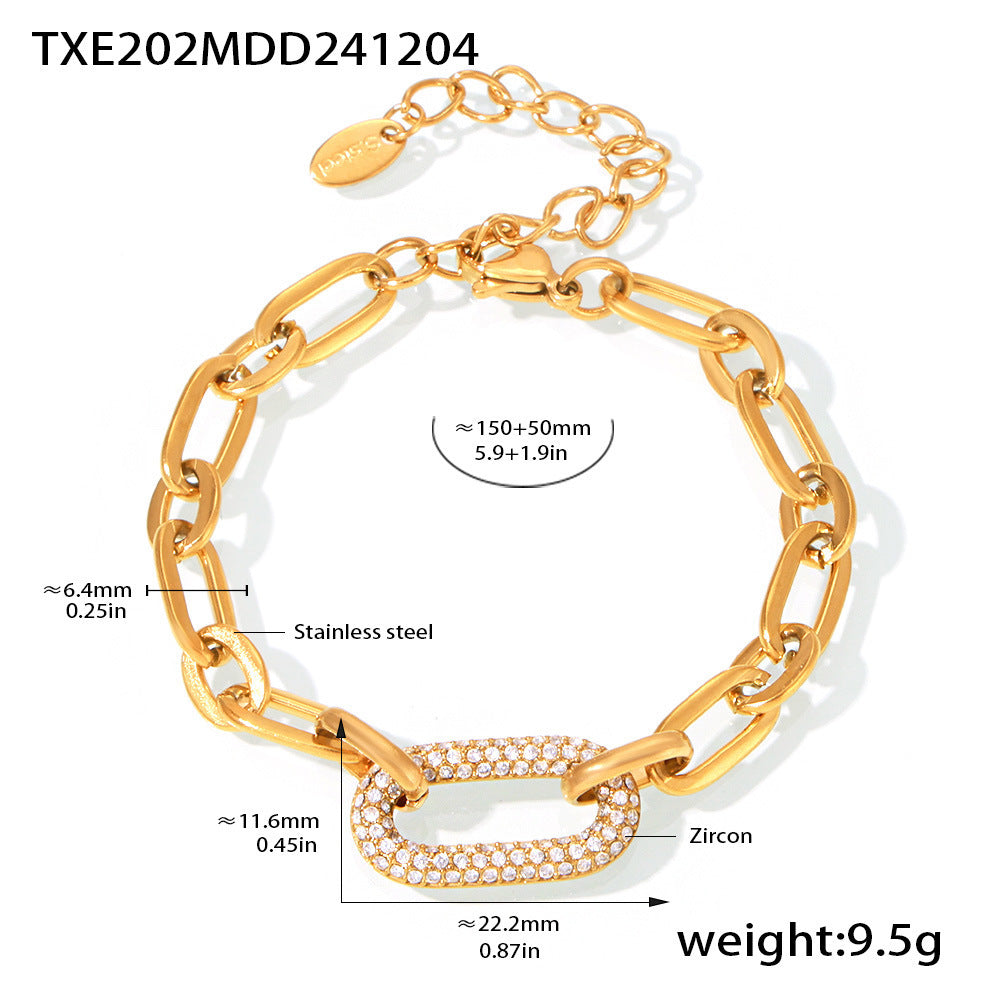 Paved Chunky Chain Link Jewelry Set | Gold Maya Henry Jewelry