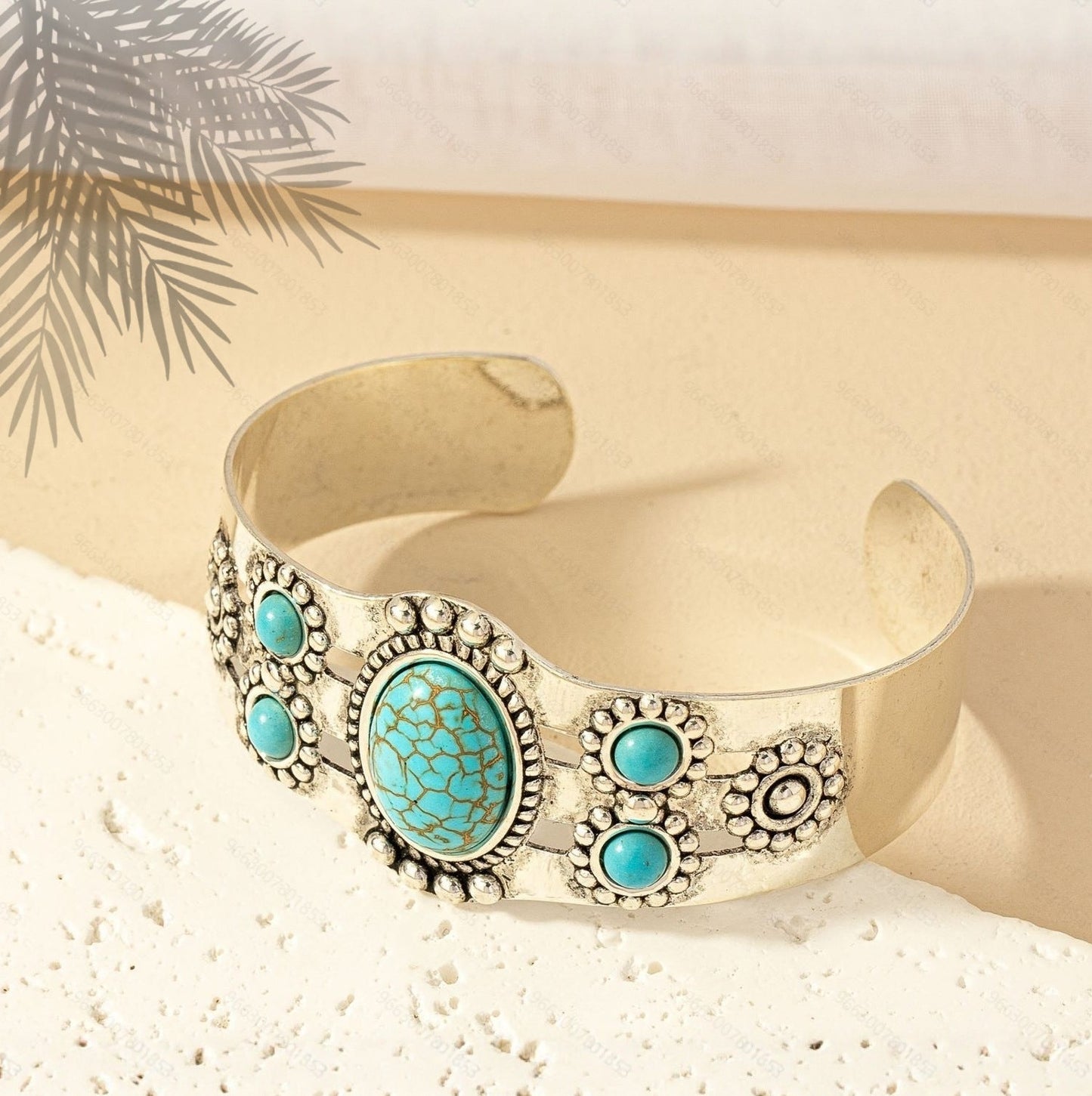 Seren Turquoise Cuff Bracelet | White Gold Maya Henry Jewelry