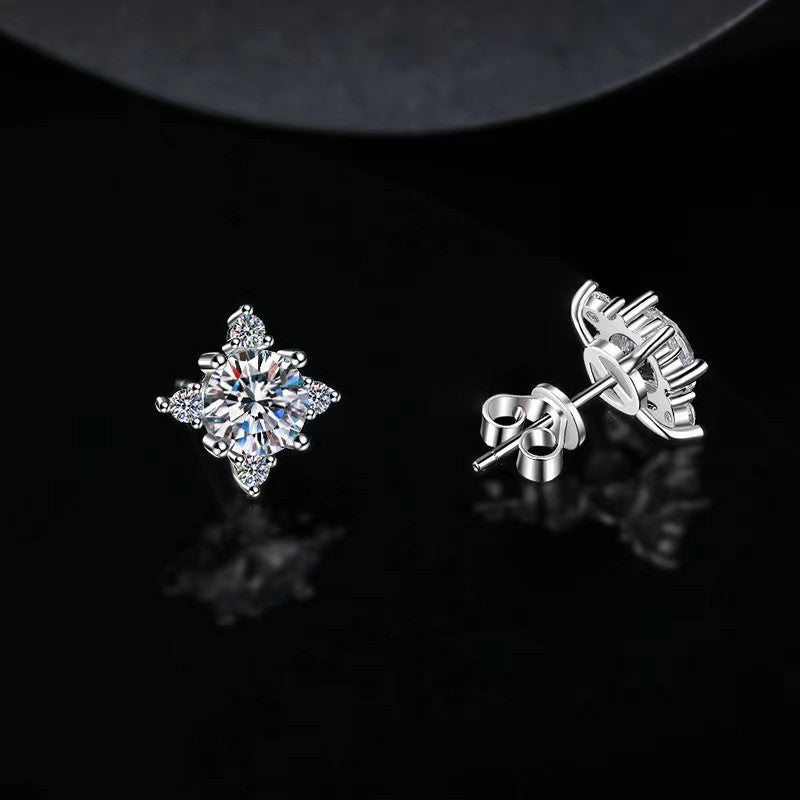Aurelie flower earrings | White gold Maya Henry Jewelry