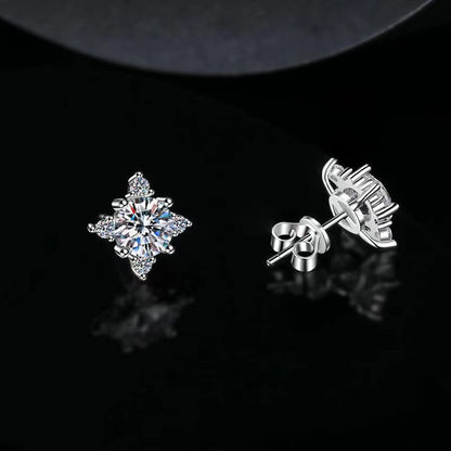 Aurelie flower earrings | White gold Maya Henry Jewelry