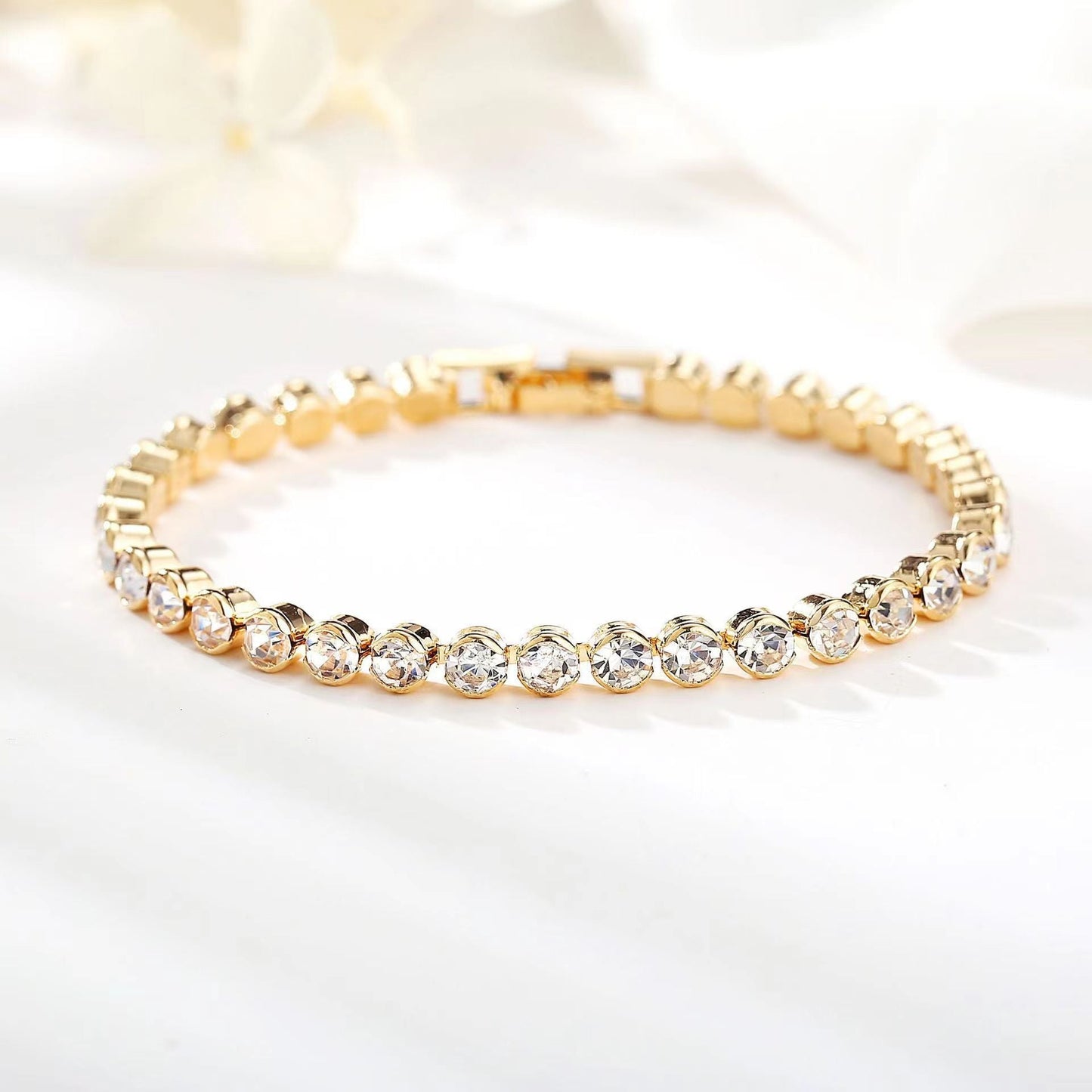 Round Cut Tennis Bracelet | Gold Maya Henry Jewelry