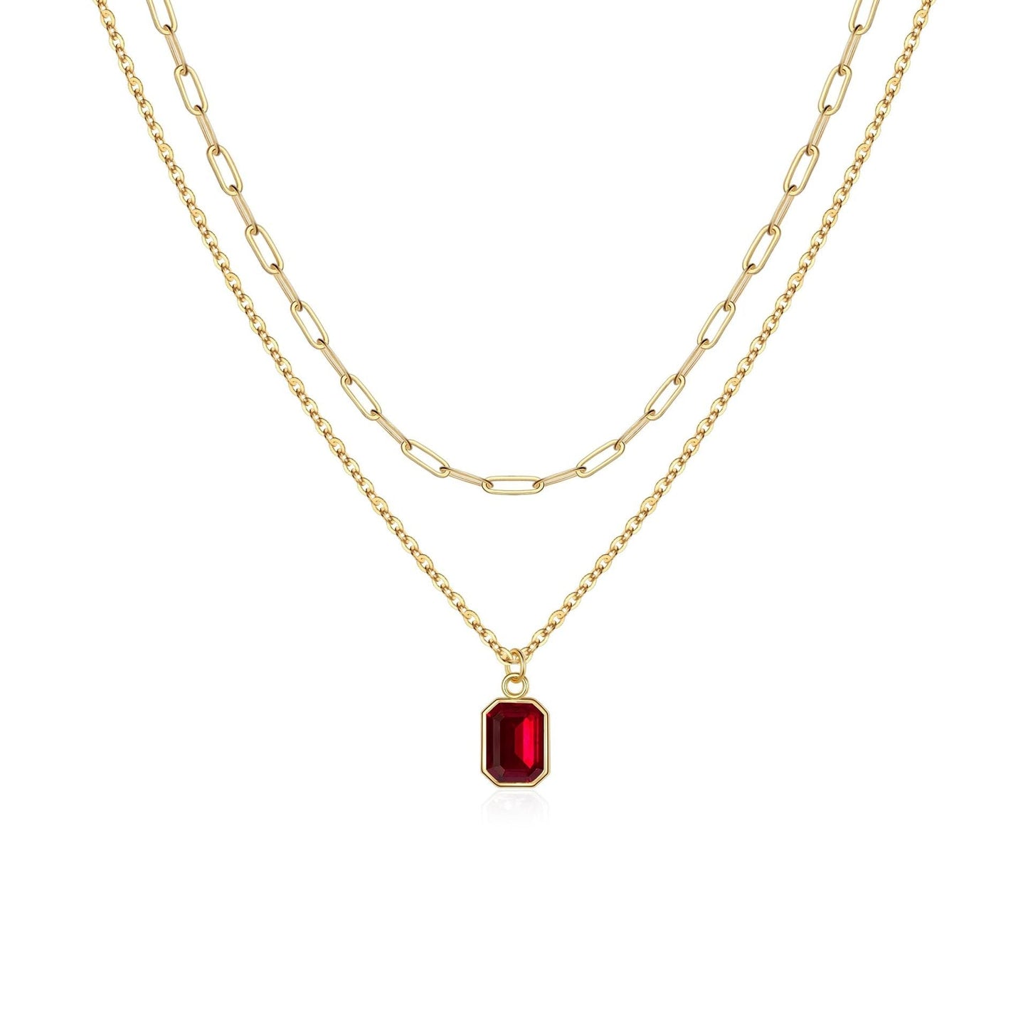 Paperclip Layered Ruby Necklace | Gold Maya Henry Jewelry
